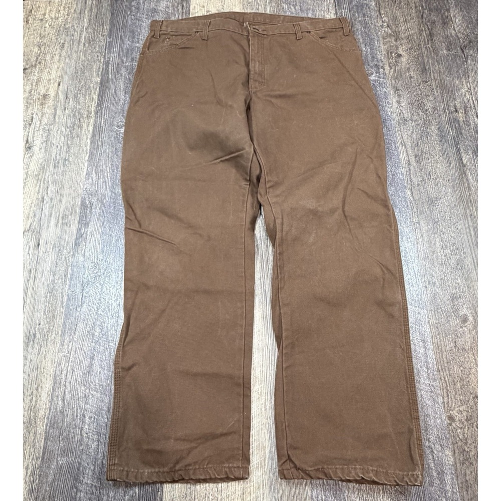 Dickies Carpenter Pants Mens 40x30 Brown Duck Canvas Workwear Utility Relaxed - Picture 2 of 15